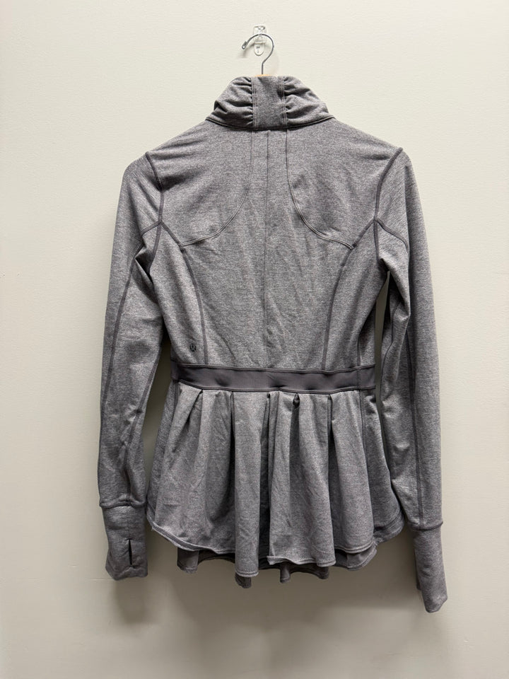 Lululemon Ruffle Back Zip-Up Jacket – 12–14Y Est. | Light Grey No Hood | Play