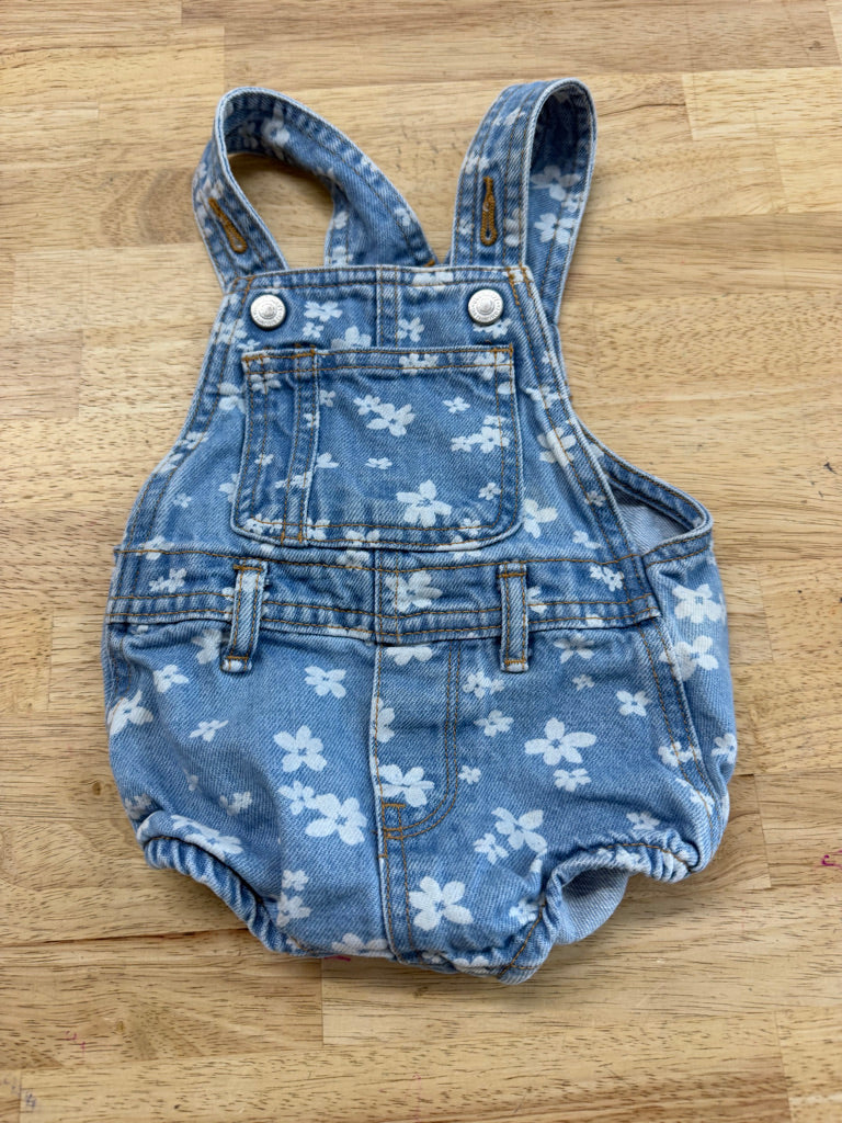 Old Navy Bleached Flower Denim Short Overalls – 12–18M