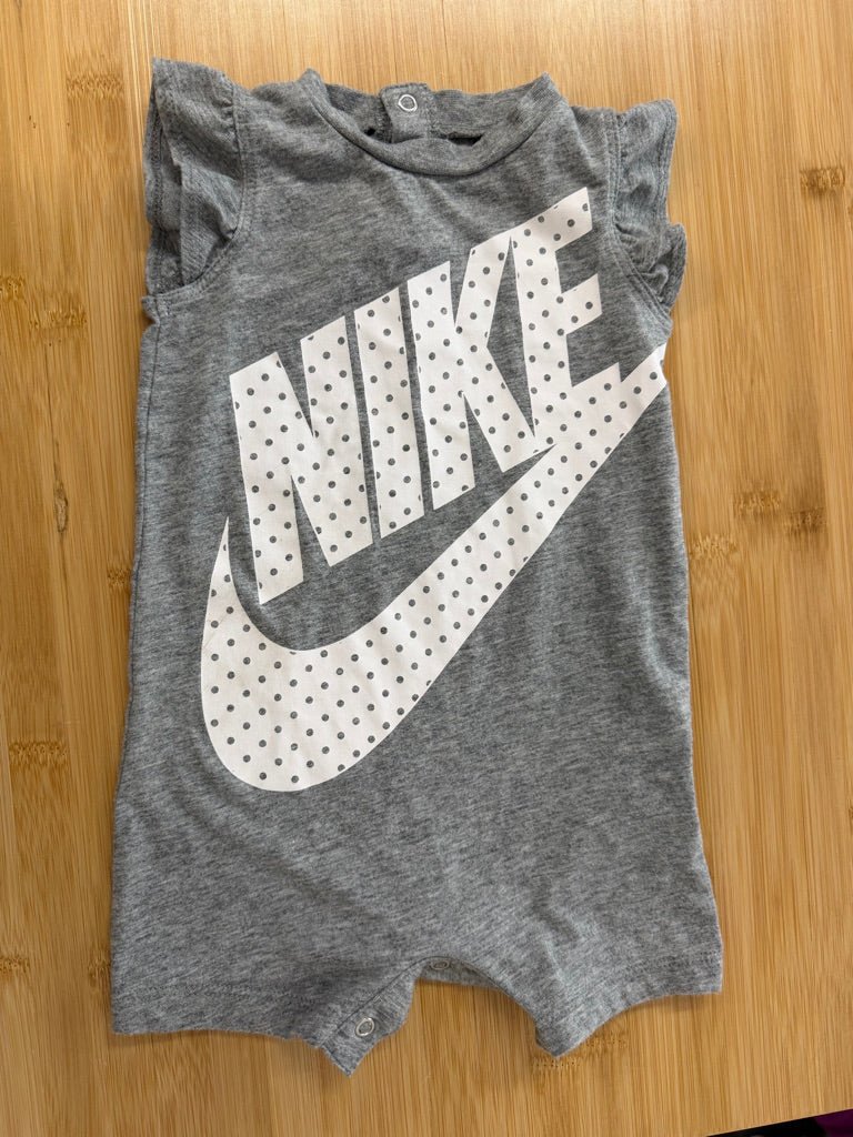 Nike Short Romper –6M | Light Grey Ruffle Cap Sleeve - Nest and Sprout-Consignment