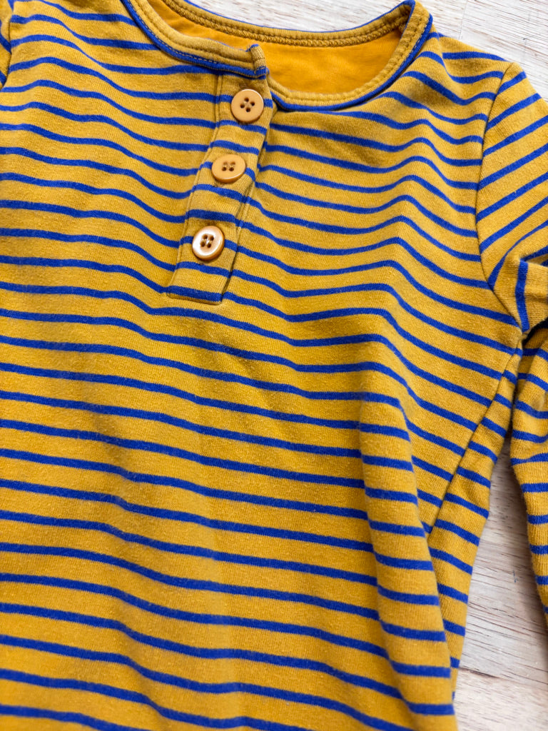 Olive and the Captain Size 1 Long Sleeve Tee (Golden Yellow/Blue Stripes)