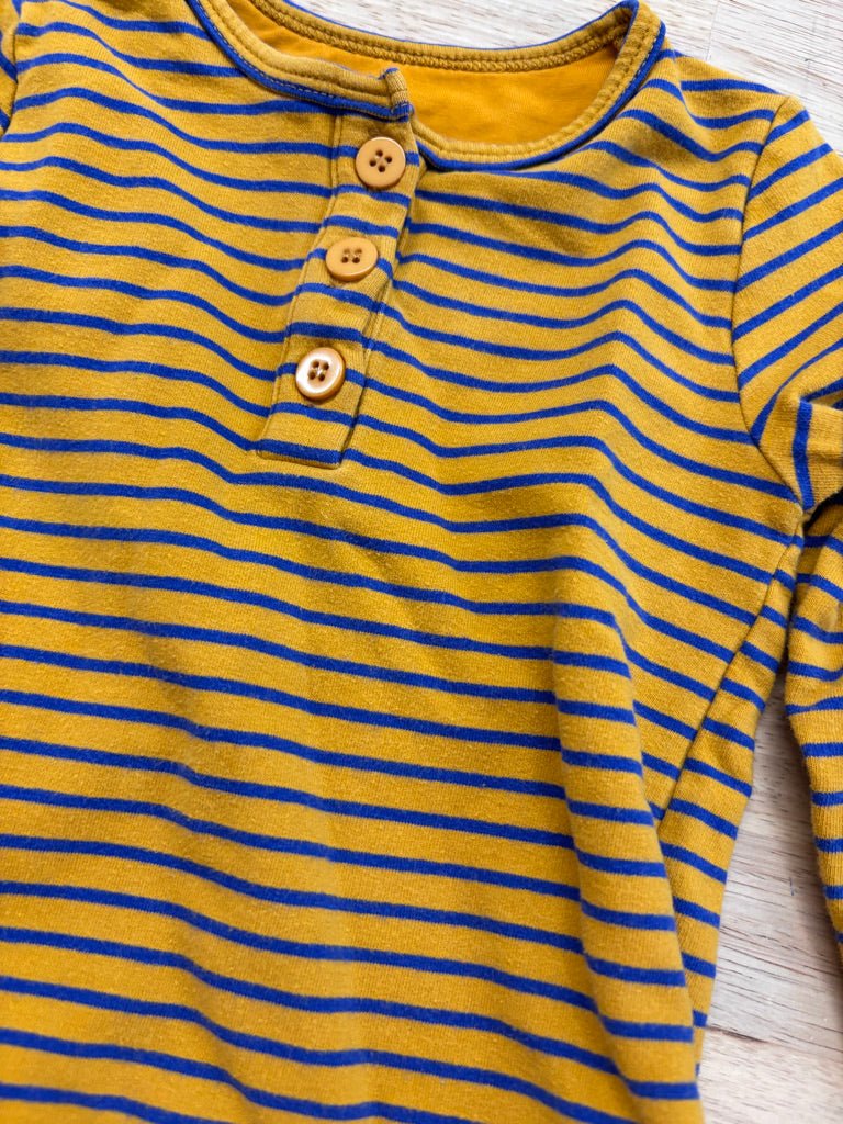 Olive and the Captain Size 1 Long Sleeve Tee (Golden Yellow/Blue Stripes) - Nest and Sprout - Consignment