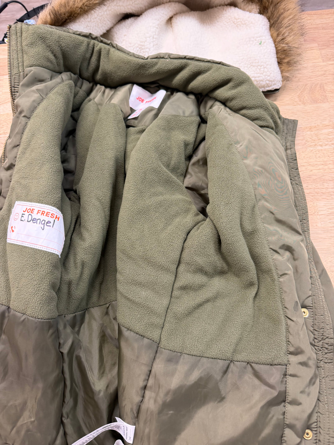 Joe Fresh Puffer Winter Jacket – 7 | Forest Green | Zip-In Faux Fur Lining