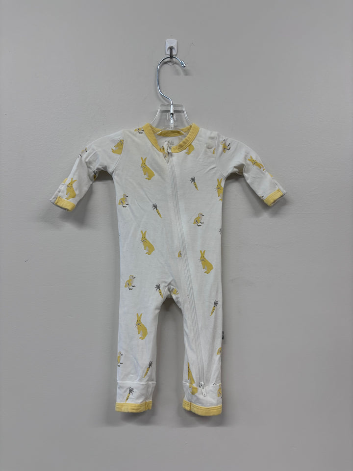 Kyte Baby Newborn Sleeper (White with Yellow Bunnies) stained