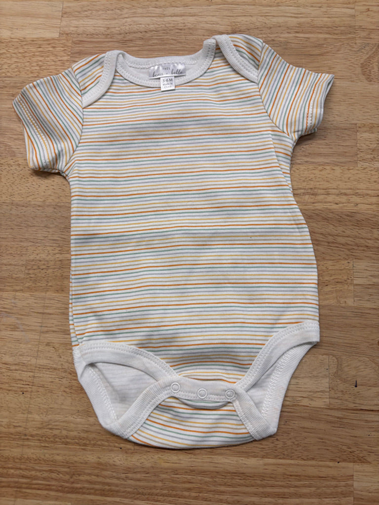 Tres Beau et Belle 3-6 Month Orange Striped Bodysuit
