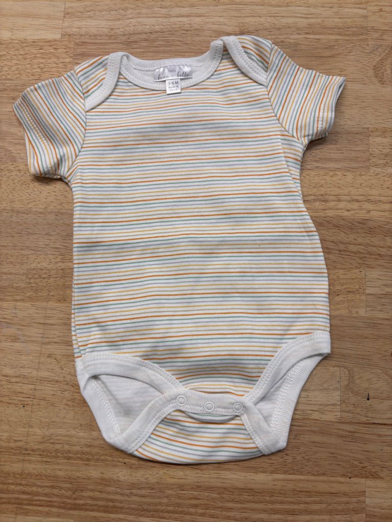 Tres Beau et Belle 3 - 6 Month Orange Striped Bodysuit - Nest and Sprout - Consignment