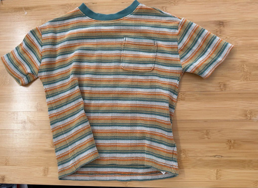 Old Navy Marigold Stripe Short Sleeve Shirt – 5 | Green Orange - Nest and Sprout-Consignment