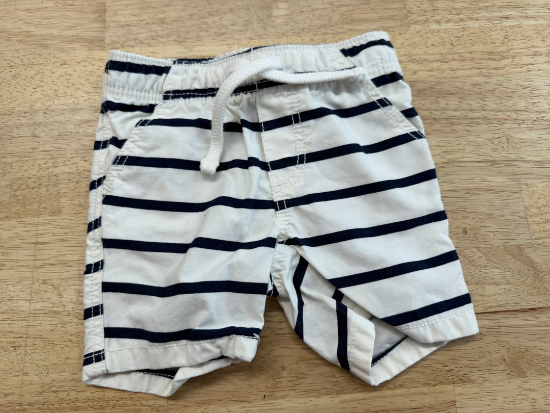 Old Navy Chino Shorts – 3–6M | Navy Stripe on Cream
