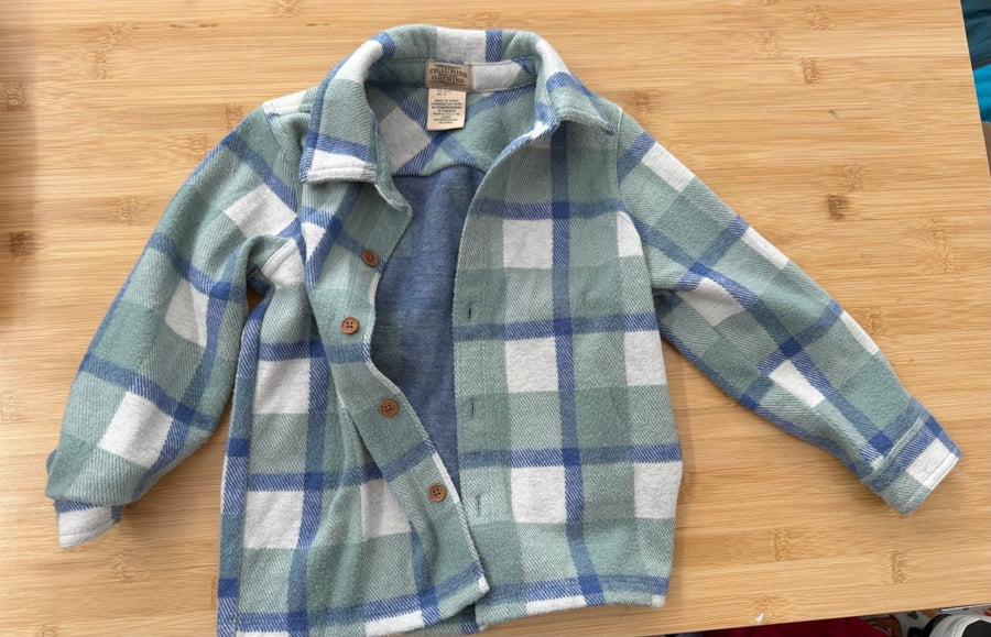 Telluride Clothing Company Flannel Button-Up Shirt – 4 | Green and Blue Plaid | Thicker Weight - Nest and Sprout-Consignment