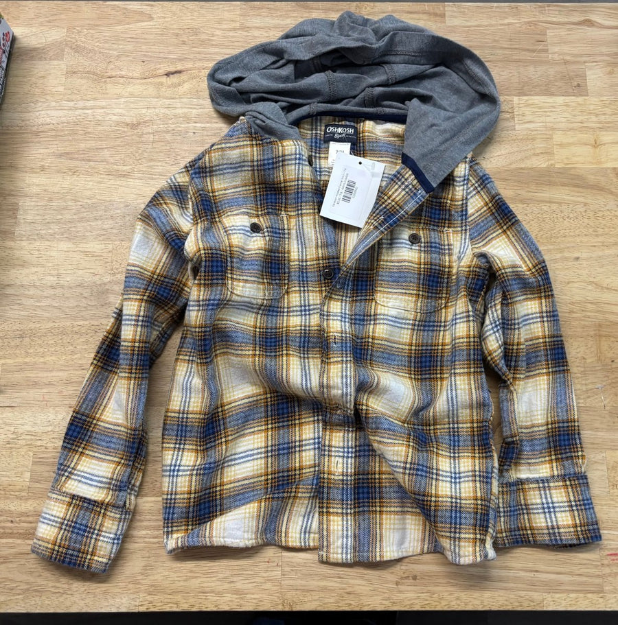 OshKosh Hooded Flannel Shirt – 7/8 - Nest and Sprout - Consignment
