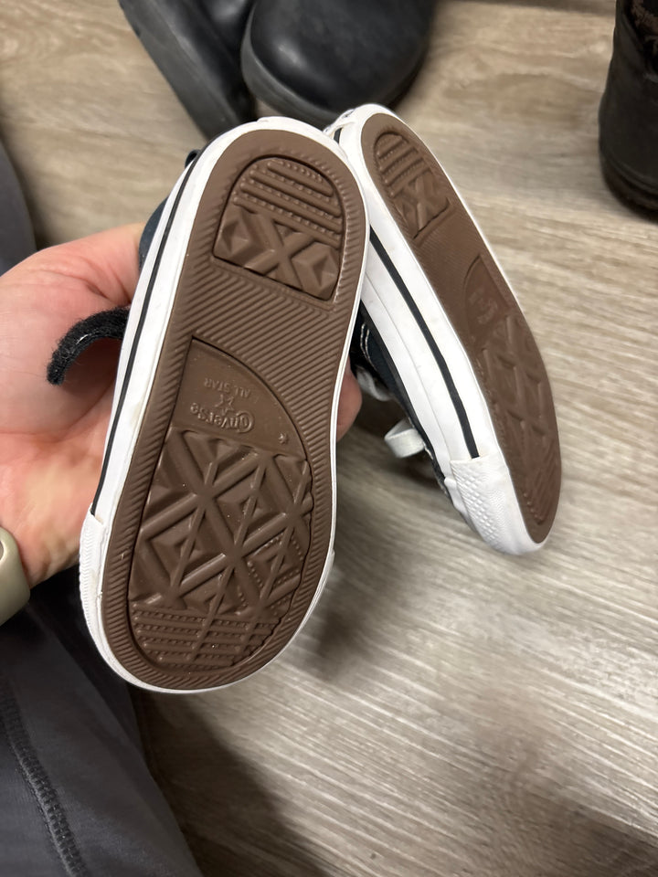 Converse Size 6 High-Top Sneakers (Black with Velcro)