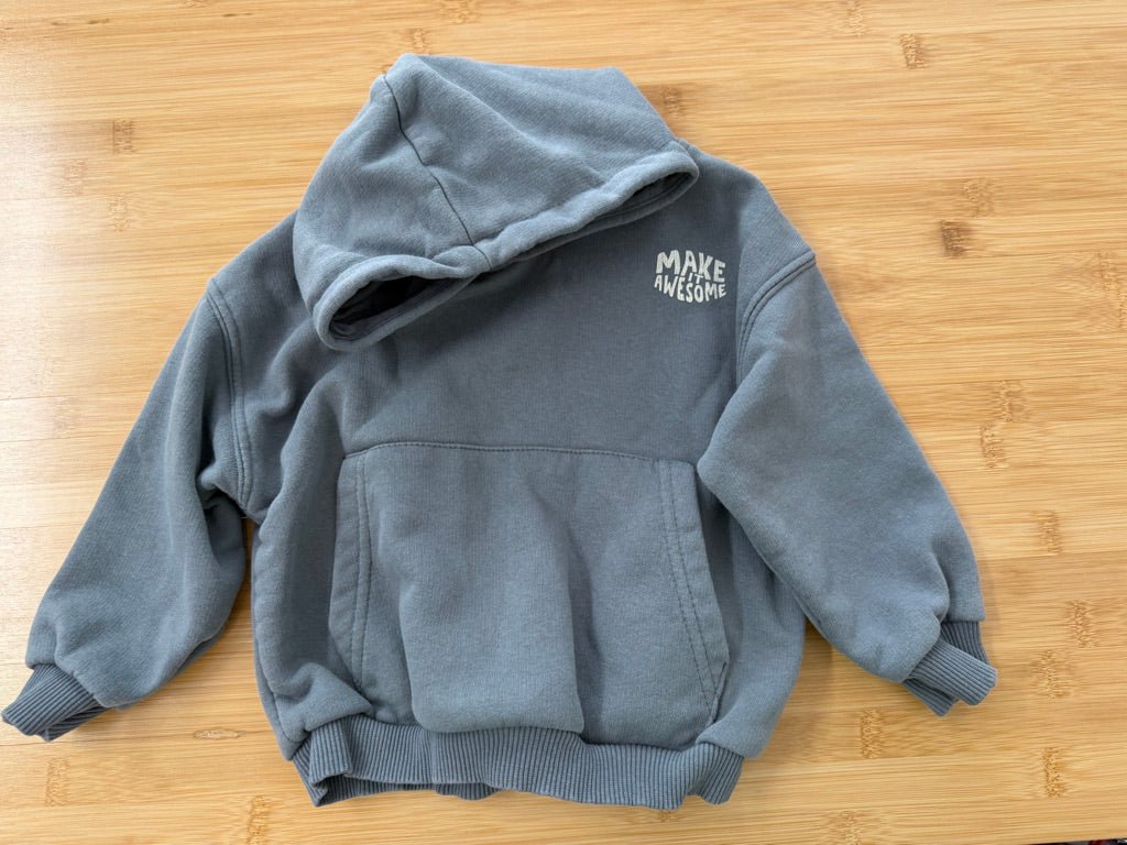 Zara Pullover Sweatshirt – 12–18M | Stone Blue Make It Awesome Graphic - Nest and Sprout-Consignment