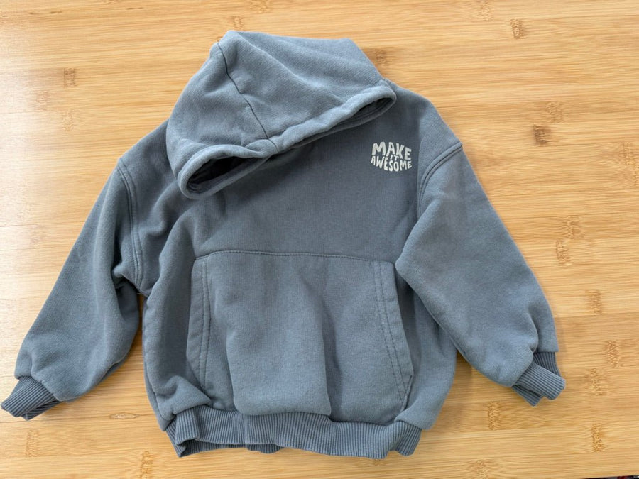 Zara Pullover Sweatshirt – 12–18M | Stone Blue Make It Awesome Graphic - Nest and Sprout-Consignment
