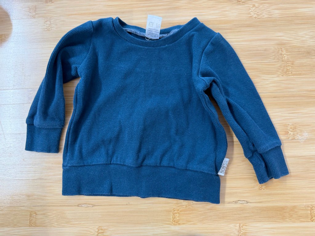Bob's Waffle Knit Long Sleeve Shirt – 6–9M | Blue Cotton/Lycra Made in Canada - Nest and Sprout-Consignment