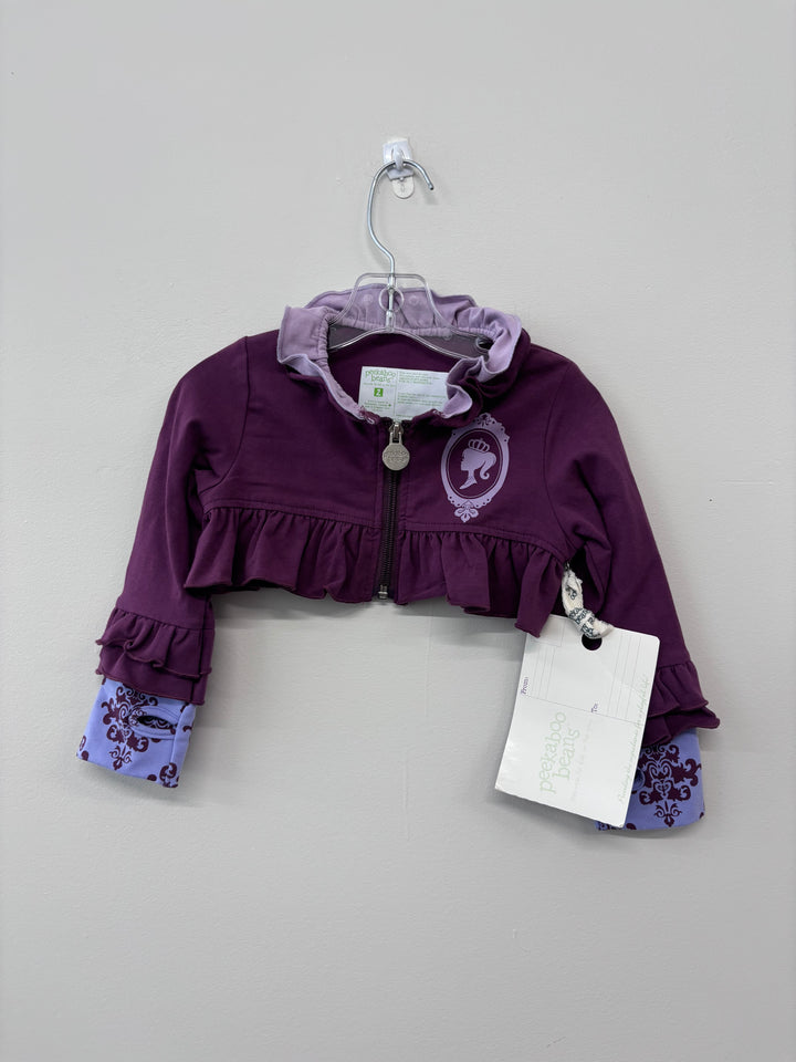 Peekaboo Beans Vintage Purple Cameo Shrug, 2 (NWOT)