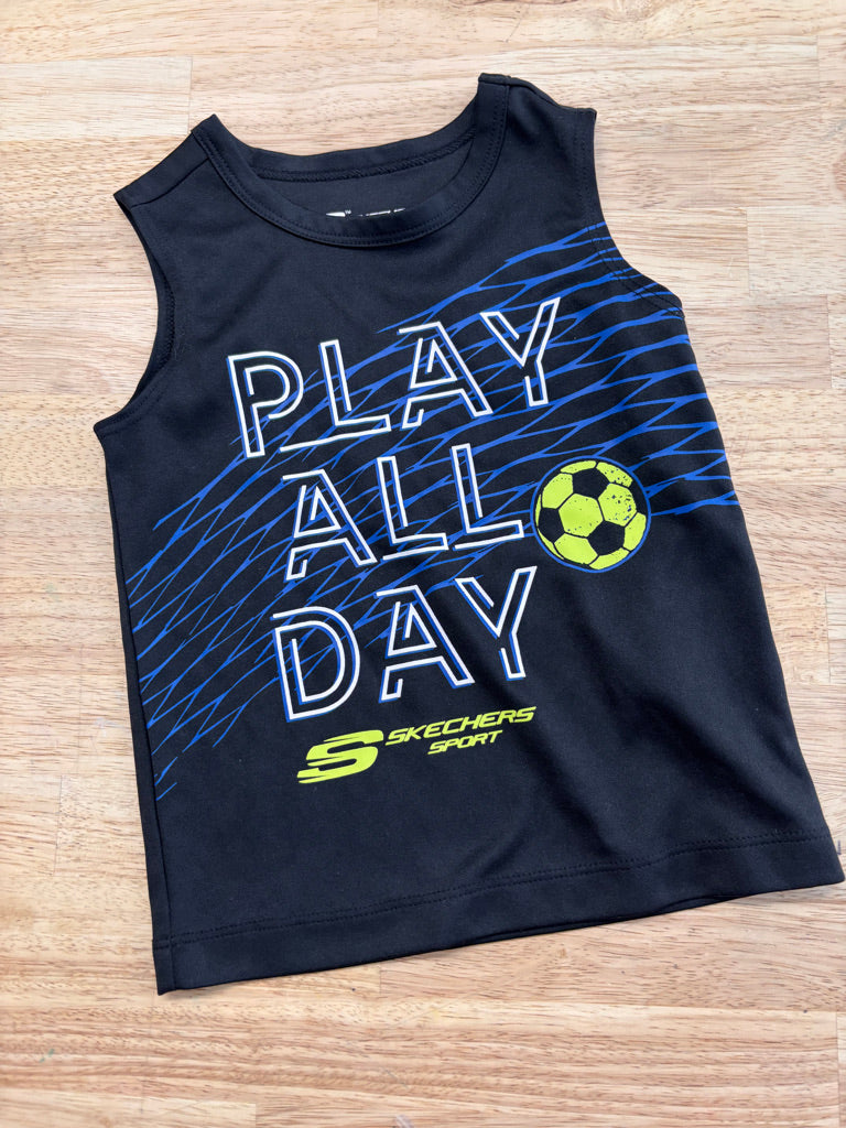 Skechers Sport 2T Tank Top Black with Blue Stripes