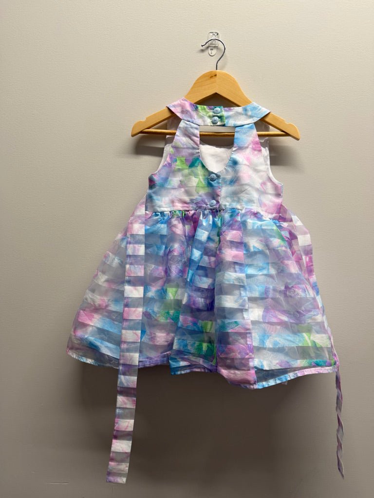 Jona Michelle Special Occasion Dress – 3 | Pink Purple Tulle Underlay Bow Button-Up - Nest and Sprout-Consignment
