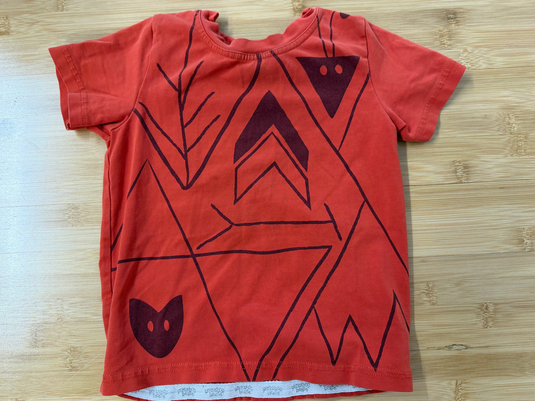 Peekaboo Beans shirt – 3 | Orange & Burgundy Geometric | Play