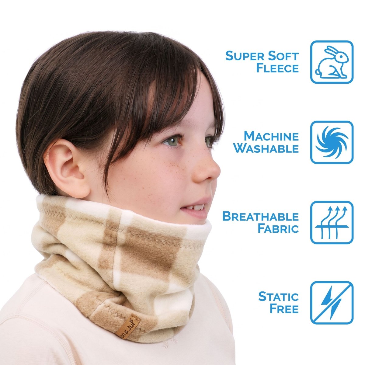 Jan & Jul Fleece Neck Warmer – Brown Plaid - Nest and Sprout-Jan & Jul