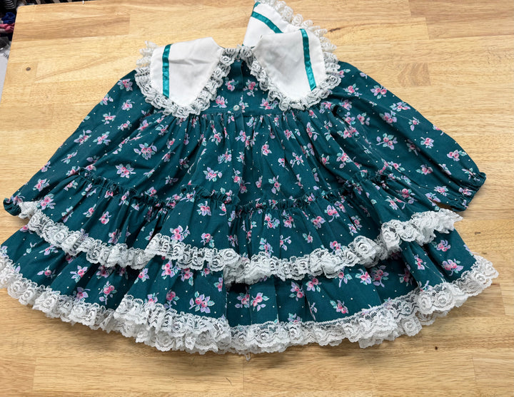 Kotton Kandi Vintage Fruit Dress – 2 | Forest Green | Lace Layer