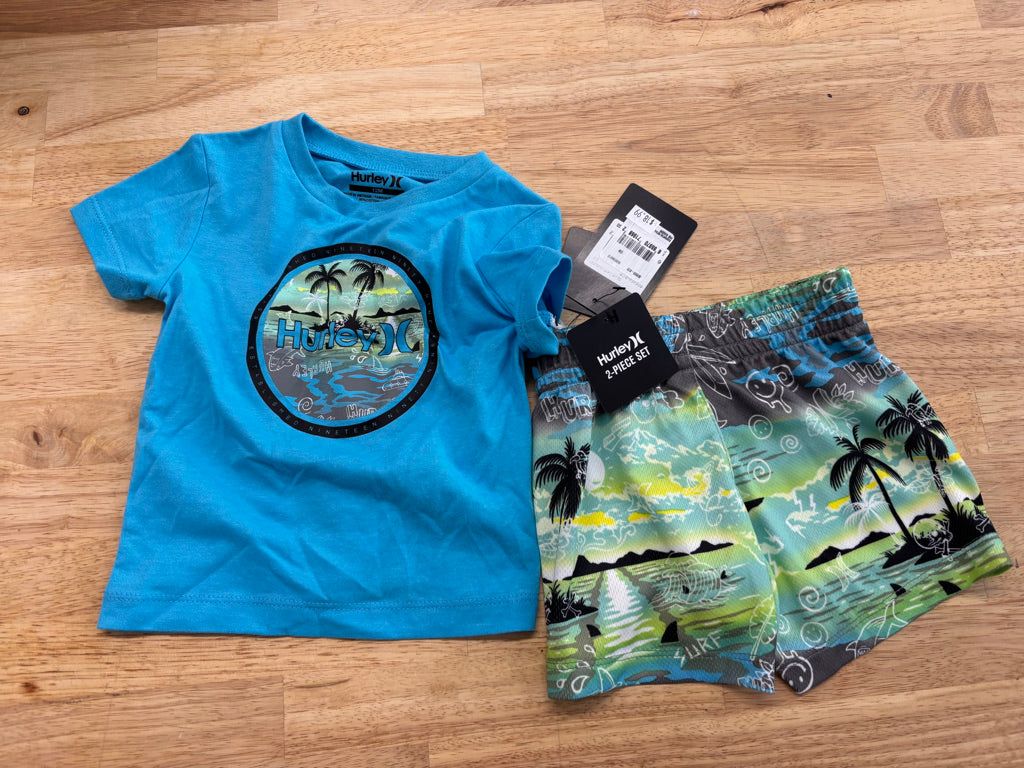 Hurley 12M Two-Piece Set – Blue Blazer Print