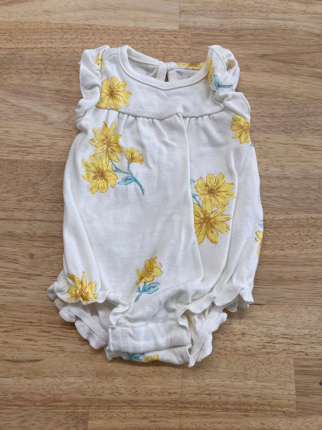 Carters NB Bubble Romper – Cream & Yellow Floral