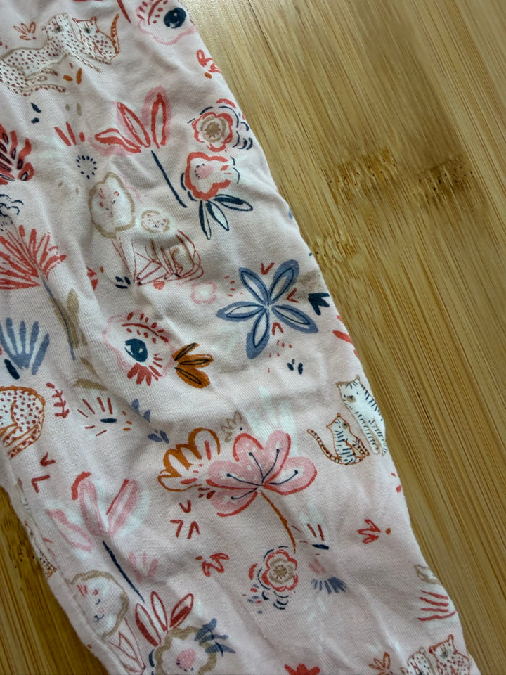 Magnetic Me Footed Sleeper – 18–24M | Light Pink Floral Lion Cat Print Magnetic Closure | Play