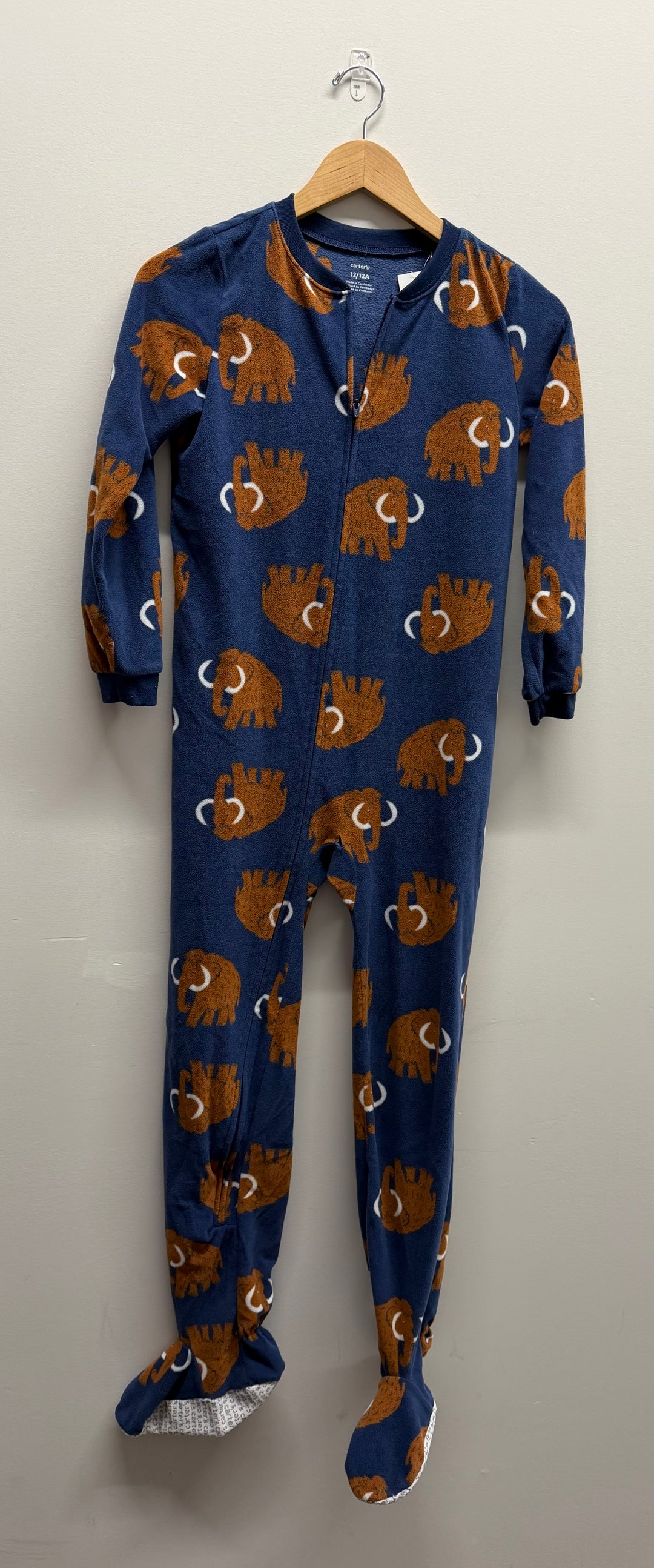 Carter's Mammoth Print Fleece Footed One-Piece – 12y