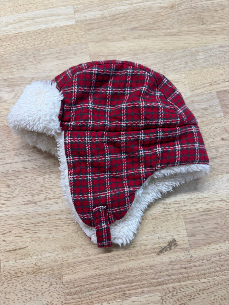 Carter's Red Plaid Sherpa-Lined Trapper Hat – 12–24M | Cream Sherpa