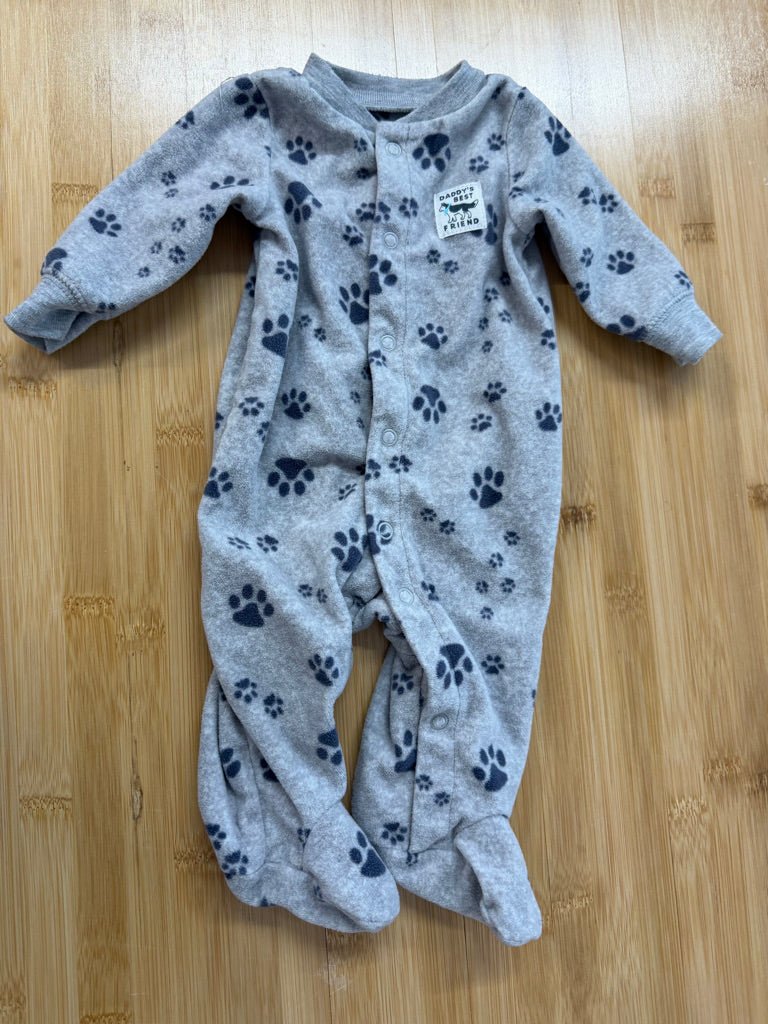 Carter's Daddy's Best Friend Fleece Sleeper – Newborn | Light Grey Snap-Up - Nest and Sprout-Consignment