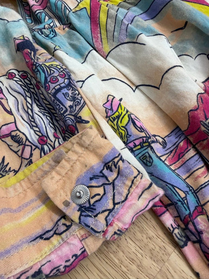 Wrangler x Barbie Illustrated Western Snap Shirt Dress – Medium - Nest and Sprout-Consignment