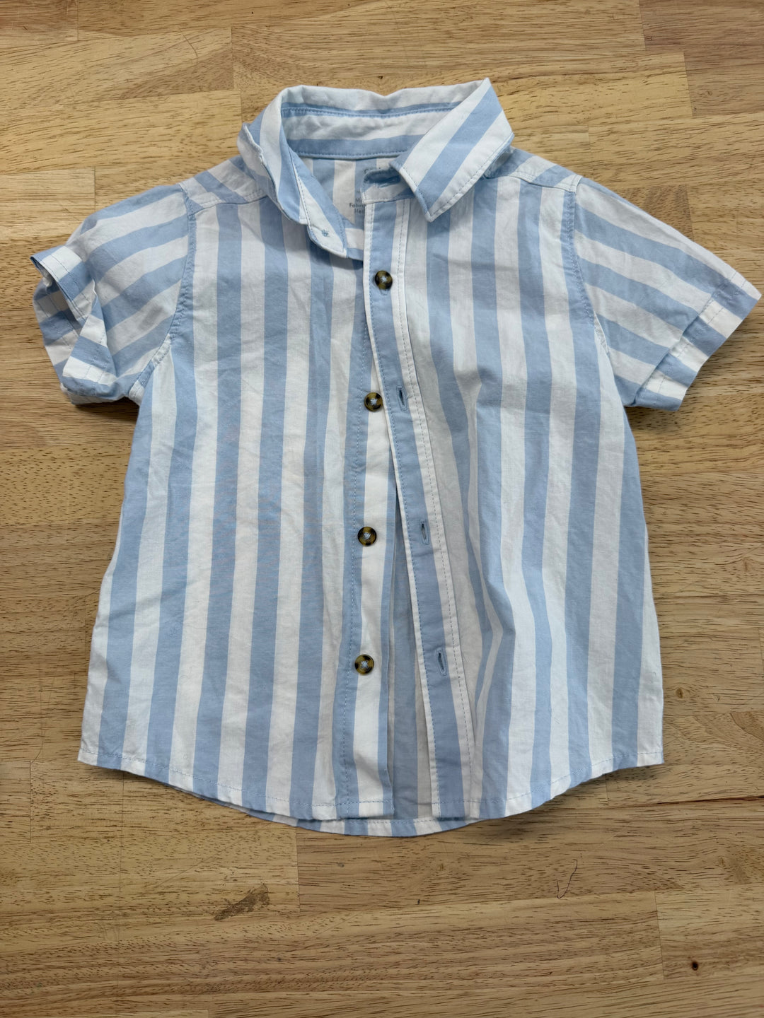 Carter's Vertical Stripe Button-Up Shirt – 18M | Light Blue & White