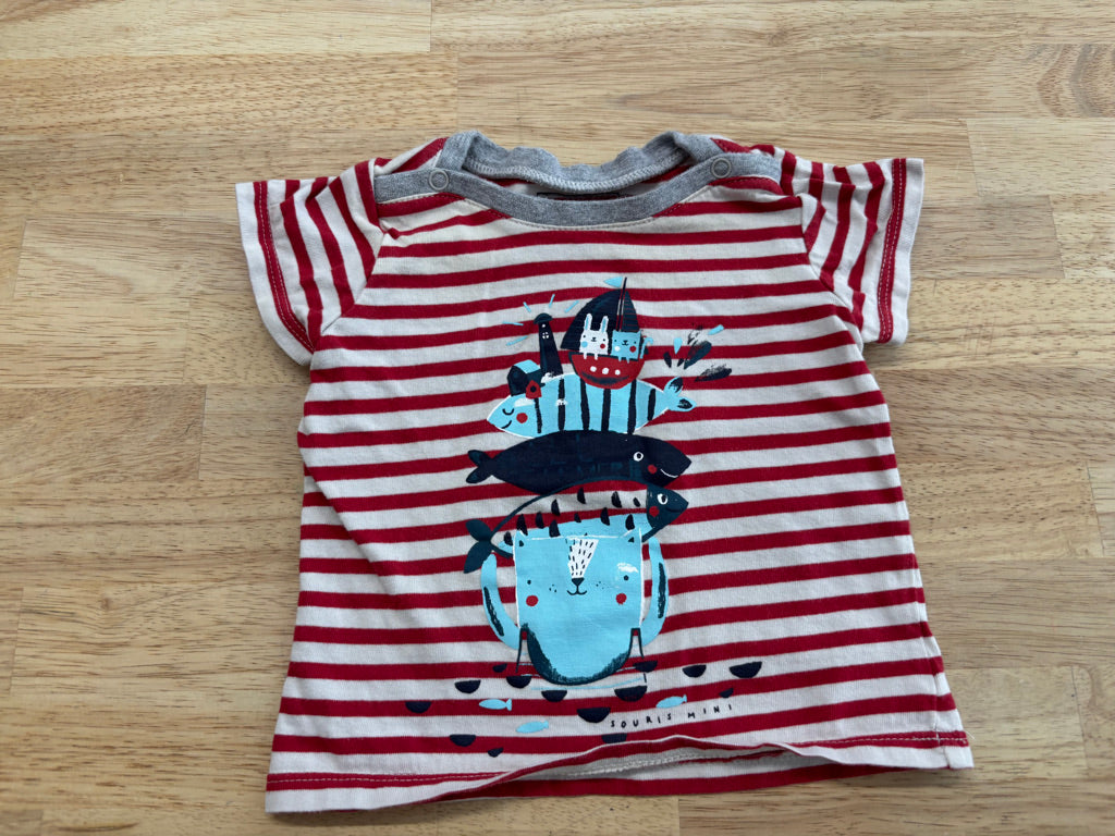 Souris Mini 6 Month Sailor Shirt Red and White