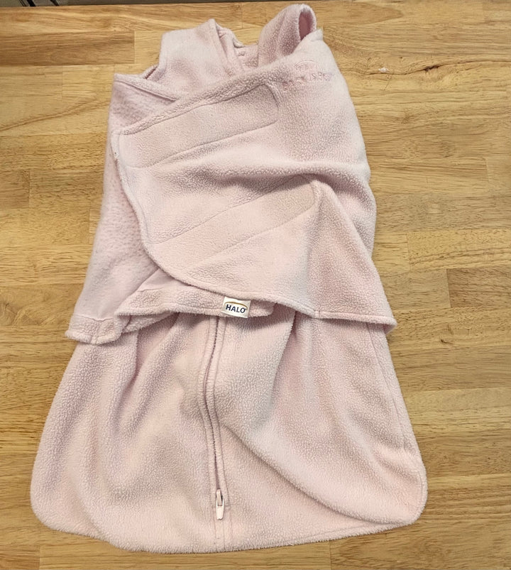 HALO Fleece Swaddle Sleep Sack (0–3M, Pink – Good Condition)