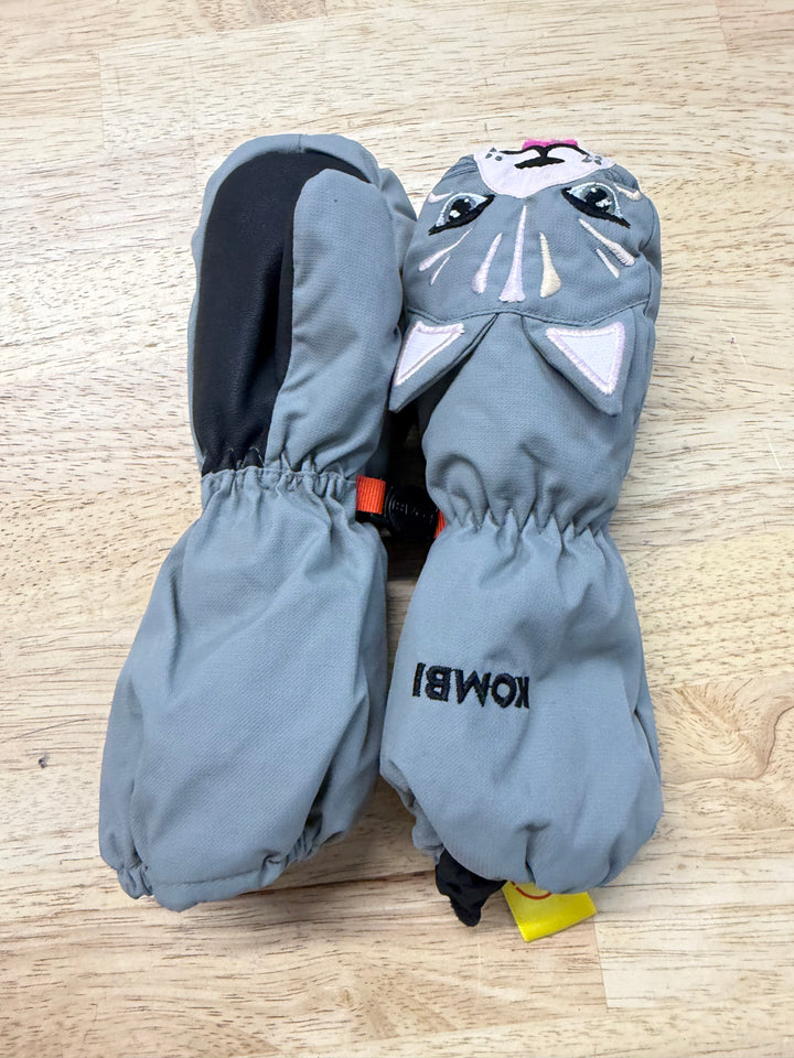Kombi Mittens – Small | Grey | Cat Face