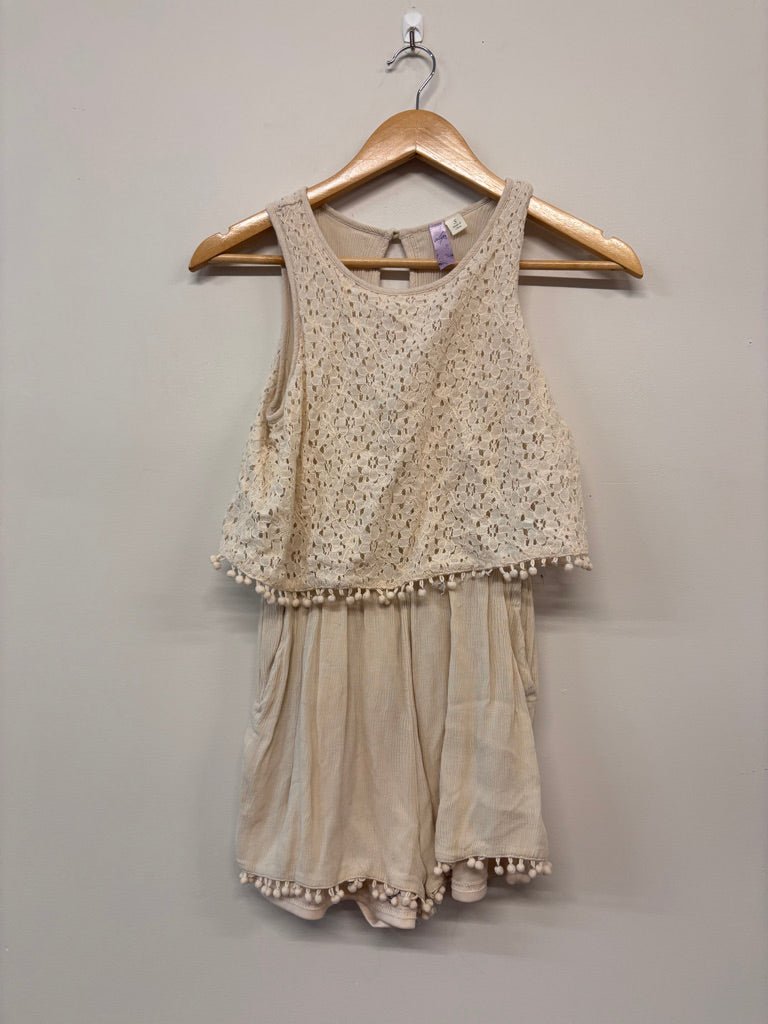Alya Romper – Small Cream Lace Overlay - Nest and Sprout - Consignment