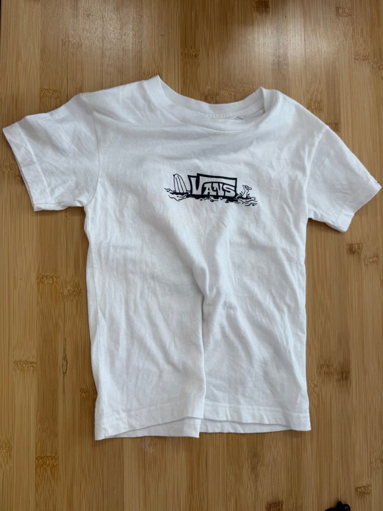 Vans Classic Fit White Graphic T-Shirt – 2T | 100% Cotton - Nest and Sprout-Consignment