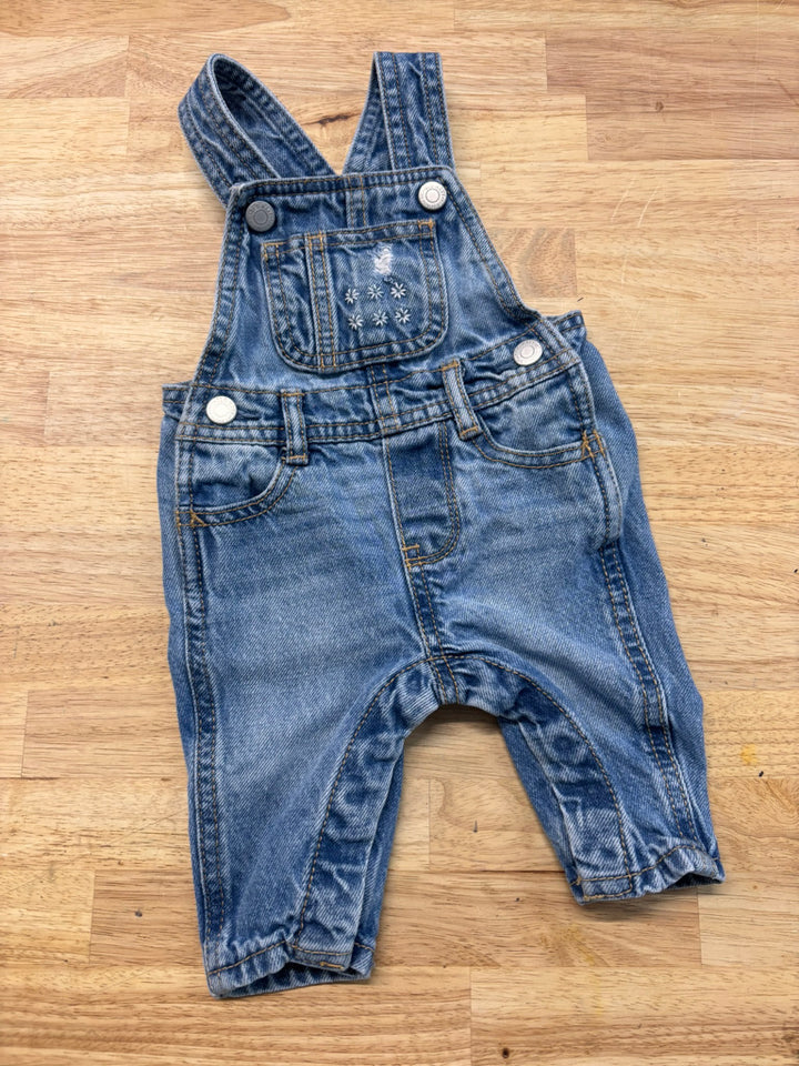 Old Navy Denim Overalls with Daisies – Size 0–3M