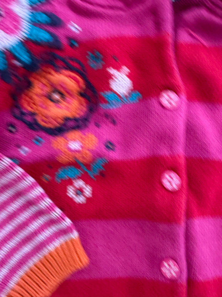 Souris Mini Pink Red Floral Appliqué Knit Sweater – 18M