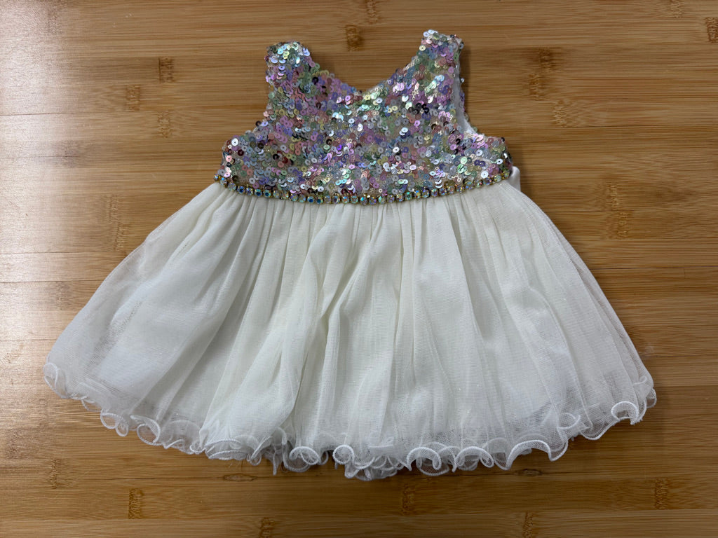 American Princess Special Occasion Dress – 3M | Sequin Top White Glitter Skirt