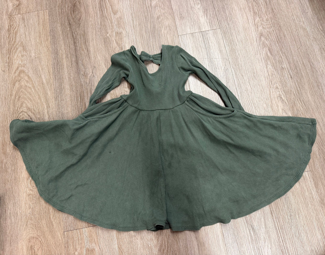 Loulou Lollipop Waffle Tencel Forest Green Twirl Dress – 4T | Play