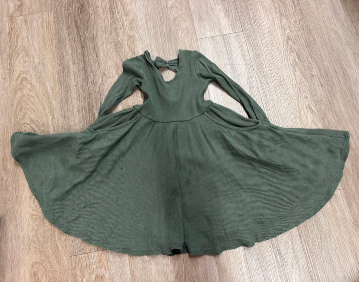 Loulou Lollipop Waffle Tencel Forest Green Twirl Dress – 4T | Play
