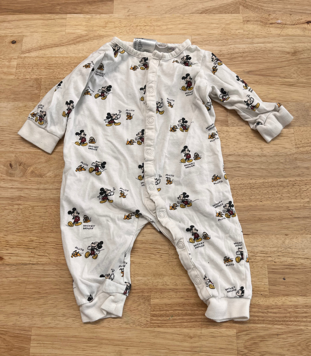 H&M 3M Cream Snap Romper – Mickey & Pluto