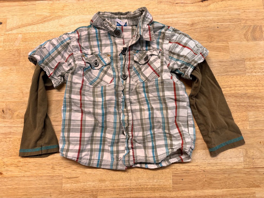 Please Mum Plaid Button - Up Shirt – 3Y - Nest and Sprout - Consignment