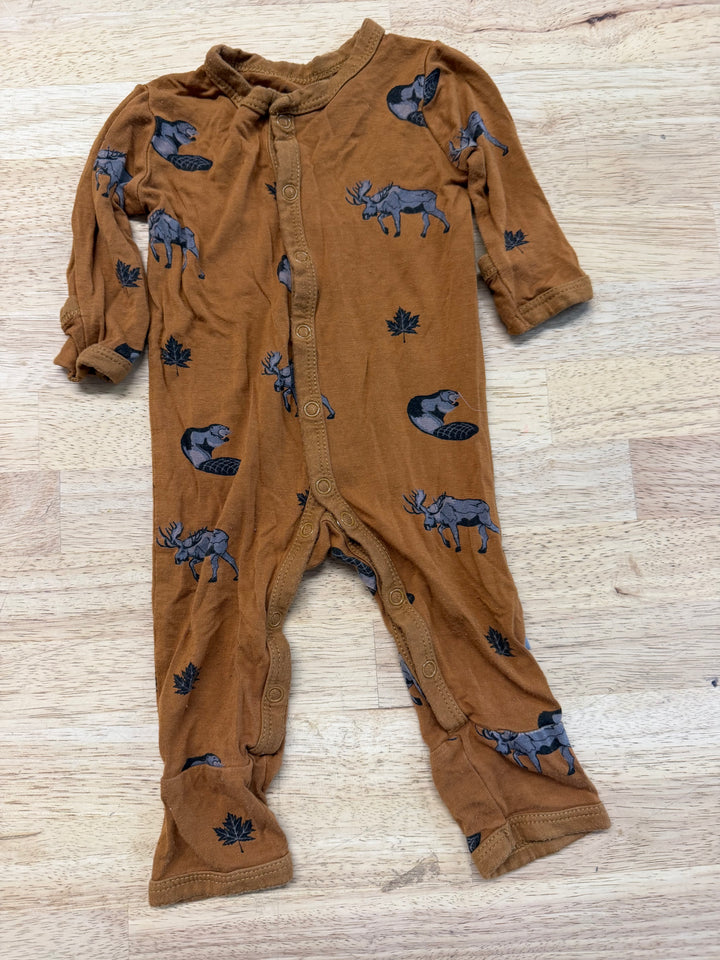 Kyte Baby Canadian Moose & Beaver Footless Romper – Newborn | Snap-Up | Play