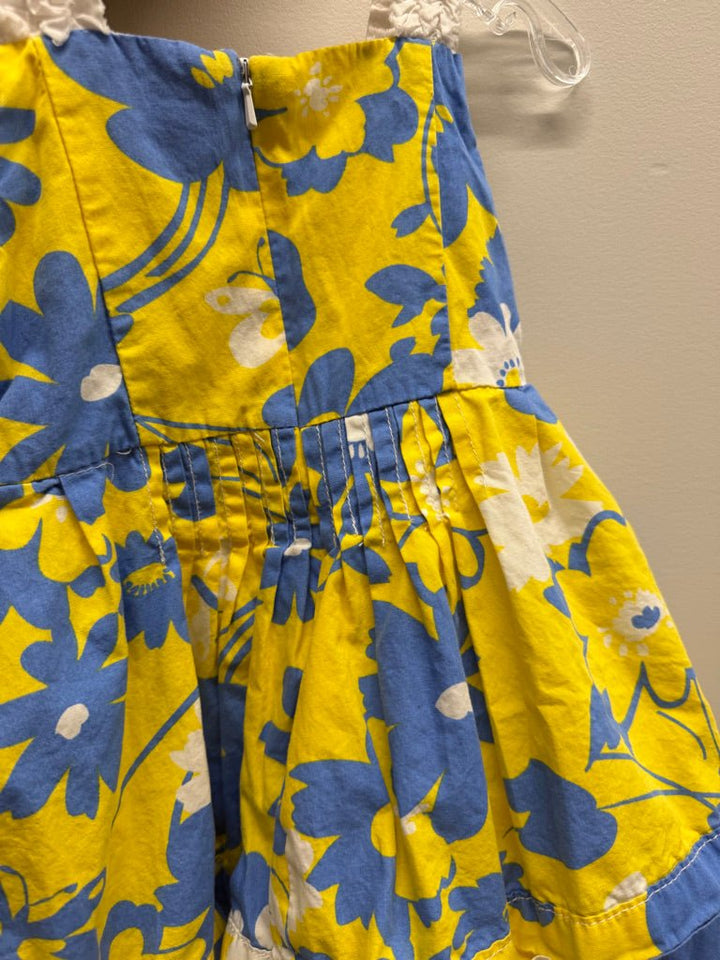 The Children's Place Floral Dress – 18M | Yellow & Blue Underlay Back Zipper - Nest and Sprout-Consignment