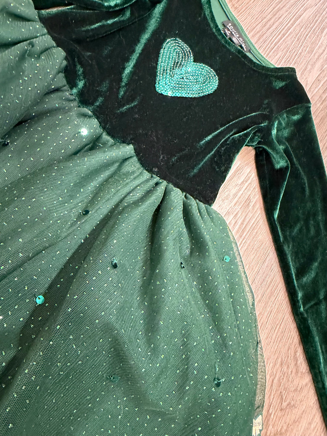 Souris Mini Green Velvet Sequin Skirt Dress – 5 |
