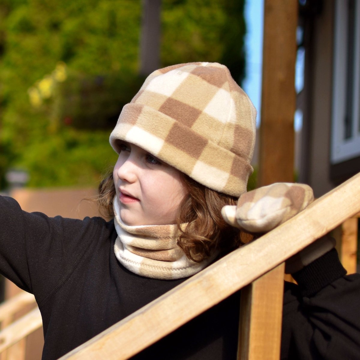 Jan & Jul Fleece Beanie – Brown Plaid - Nest and Sprout-Jan & Jul