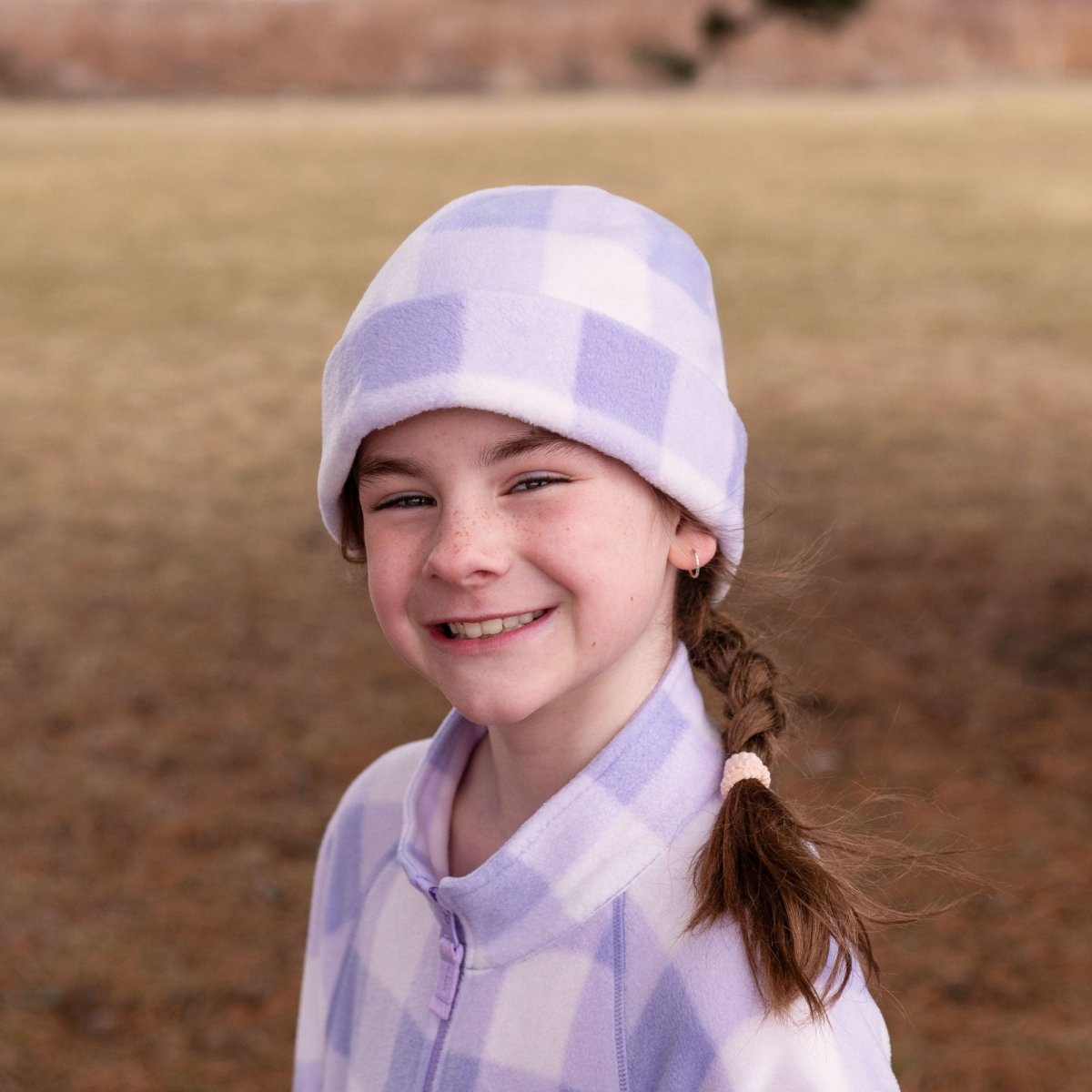Jan & Jul Fleece Beanie – Lavender Plaid - Nest and Sprout-Jan & Jul