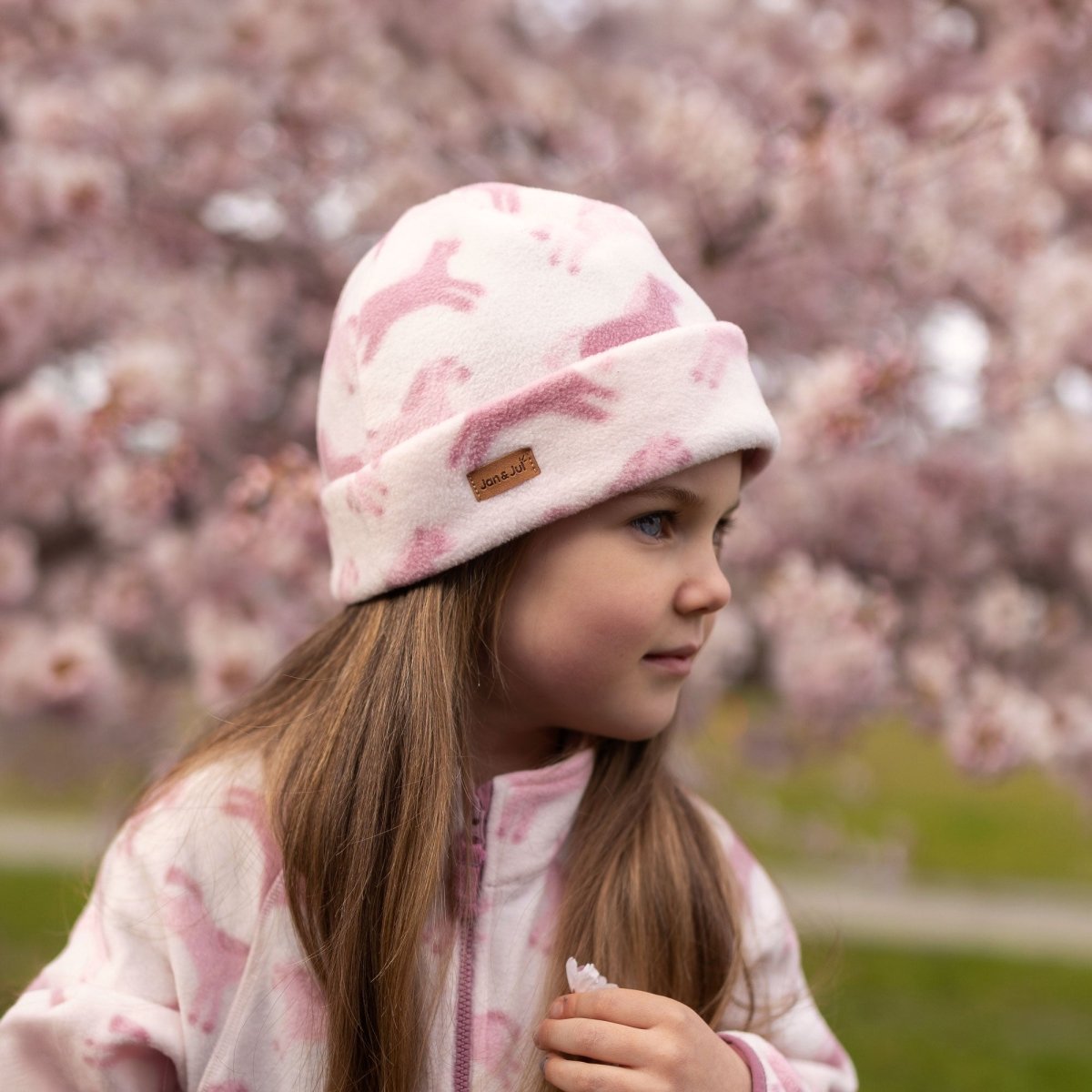Jan & Jul Fleece Beanie – Pink Ponies - Nest and Sprout-Jan & Jul