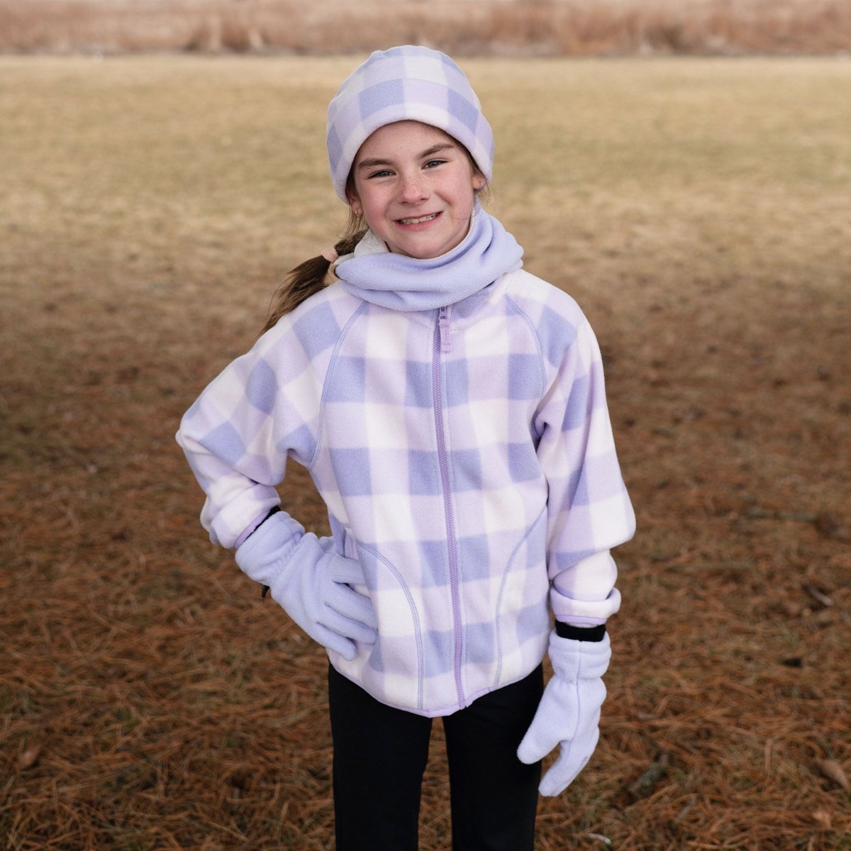 Jan & Jul Cozy Fleece Jacket – Lavender Plaid - Nest and Sprout-Jan & Jul